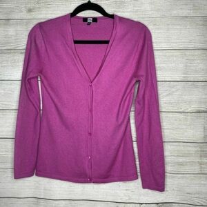 Saks Fifth Avenue Purple Silk/Cashmere Blend Cardigan